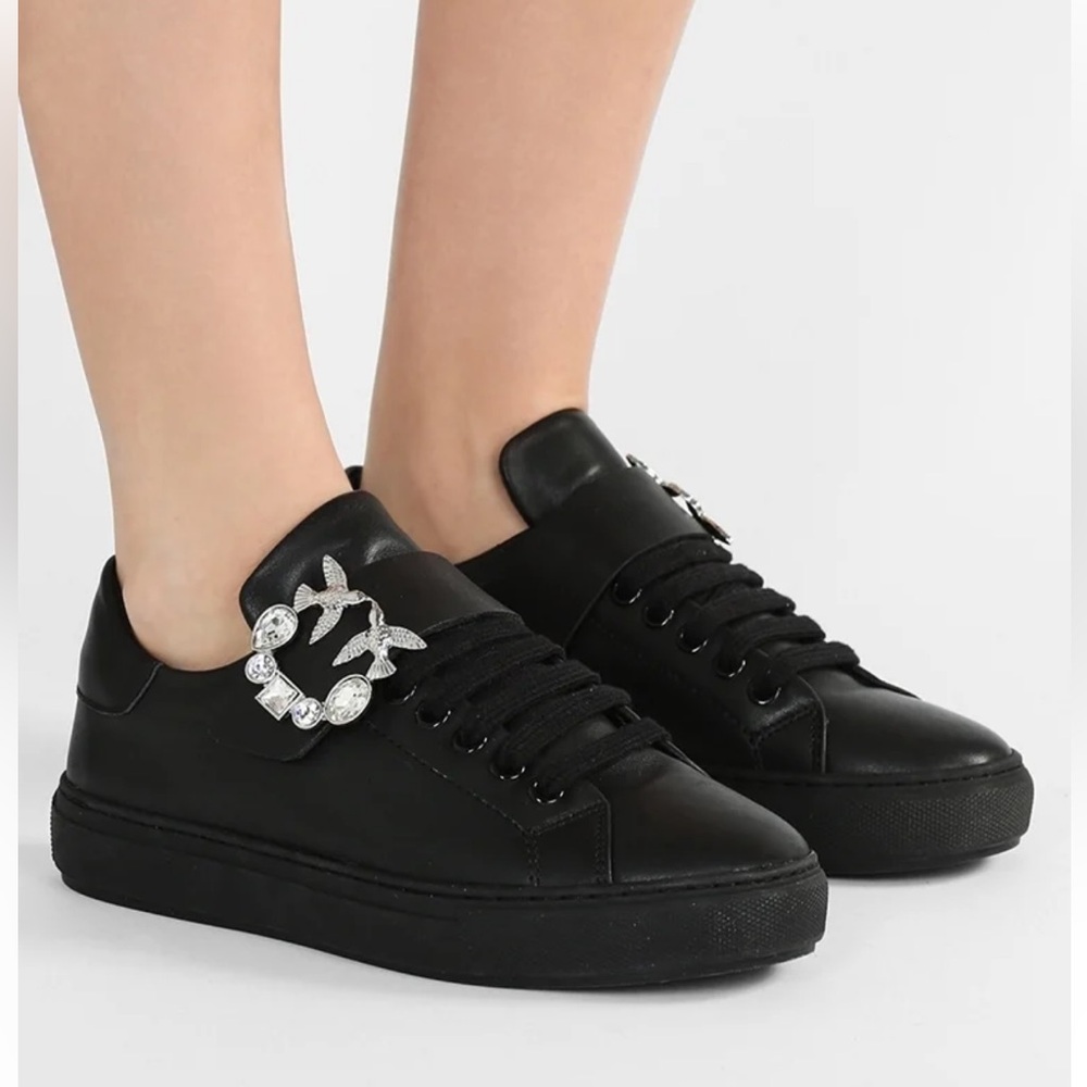 PINKO Women’s Black Embellished Sneakers /Trainers Size 39